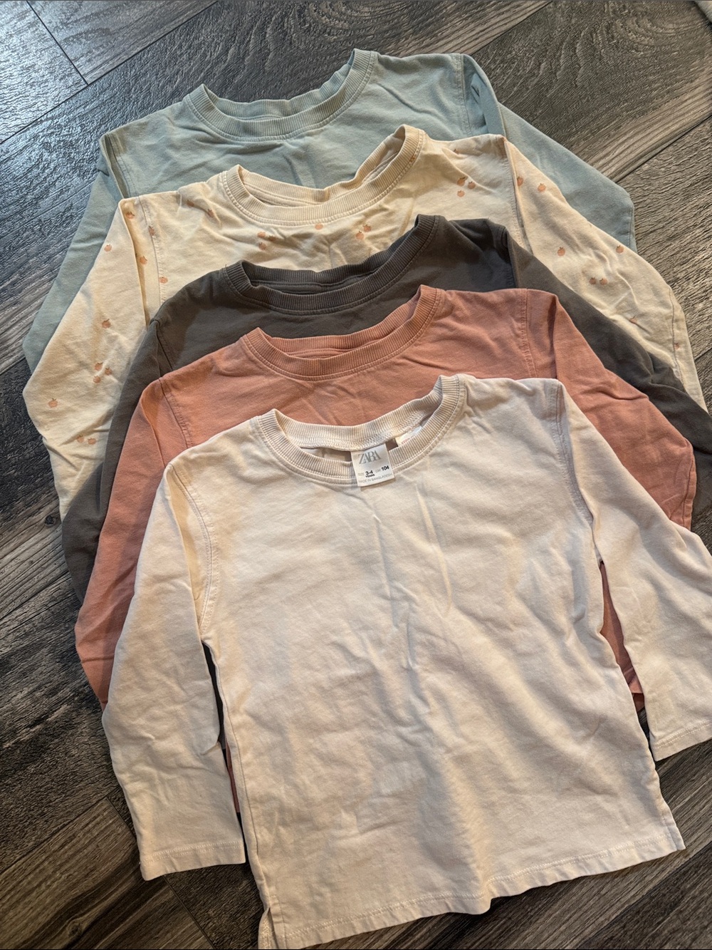 Zara Kids set of 5 print T-Shirt long sleeve - Orange gray blue cotton used